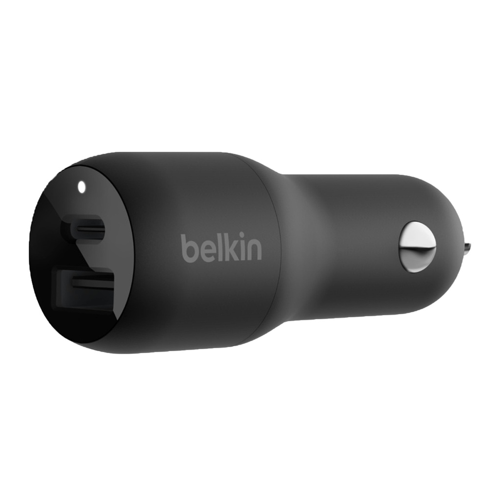 CARGADOR PARA CARRO 2 PUERTOS BELKIN CCB004btBK USB TIPO C 25W Y USB TIPO A 12W (NEGRO)