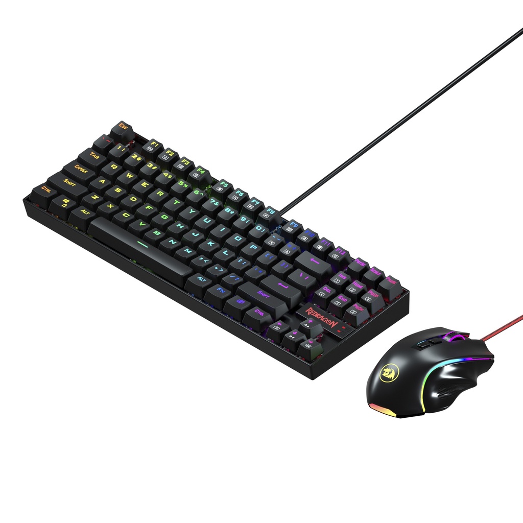 KIT GAMER TECLADO Y MOUSE REDRAGON K552RGB-BA-SP CON LUCES RGB EN ESPAÑOL (NEGRO)