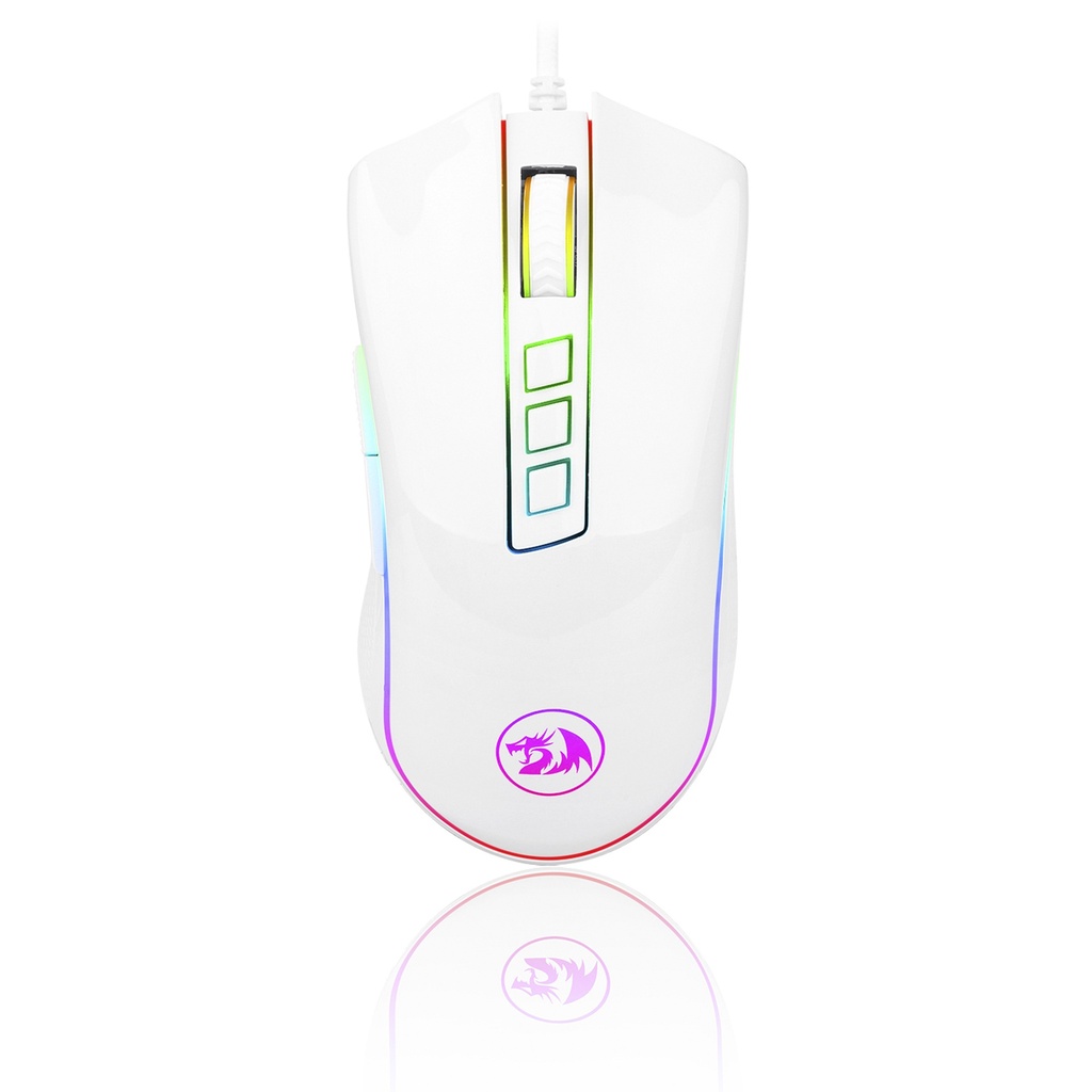 MOUSE GAMER REDRAGON COBRA M711W CON LUCES RGB (BLANCO)