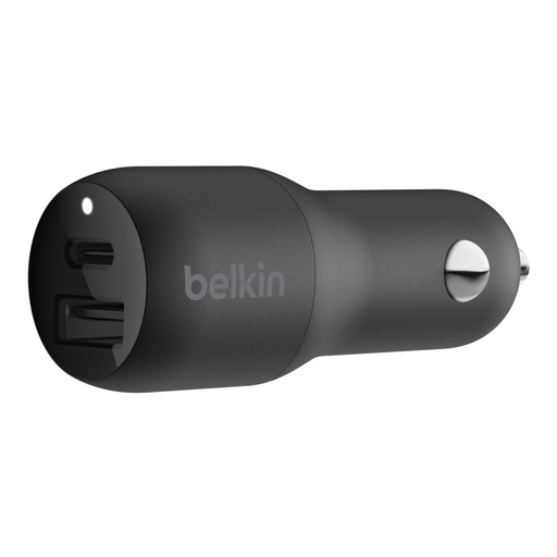 [0108033201] CARGADOR PARA CARRO 2 PUERTOS USB TIPO C 18W Y USB TIPO A 12W BELKIN CCB003BTBK (NEGRO)