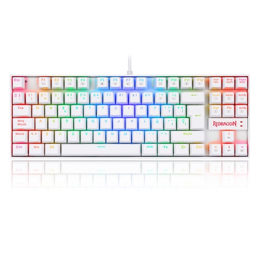 [0109068502] TECLADO GAMER REDRAGON KUMARA K552 CON LUCES RGB EN ESPAÑOL (BLANCO)