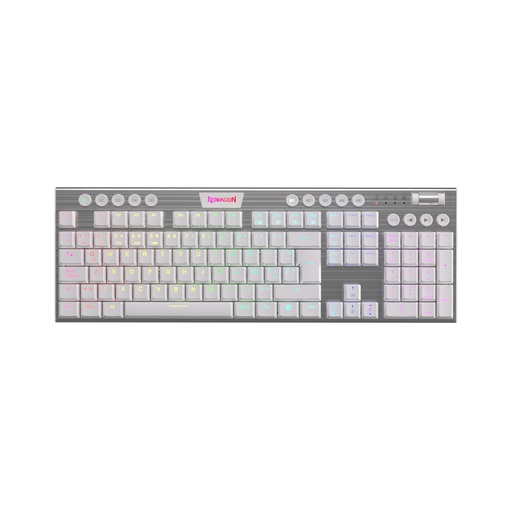 [0109069102] TECLADO INALAMBRICO GAMER REDRAGON HORUS FS K618 CON LUCES RGB SWITCH ROJO EN ESPAÑOL (BLANCO)