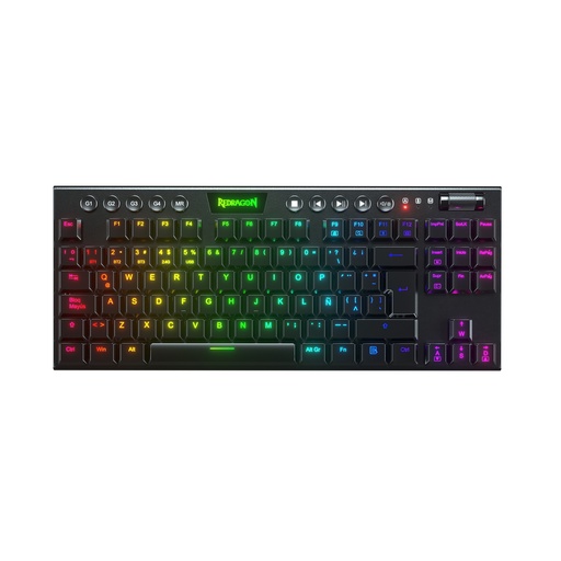 [0109069201] TECLADO INALAMBRICO GAMER REDRAGON HORUS TKL K621 CON LUCES RGB SWITCH ROJO EN ESPAÑOL (NEGRO)
