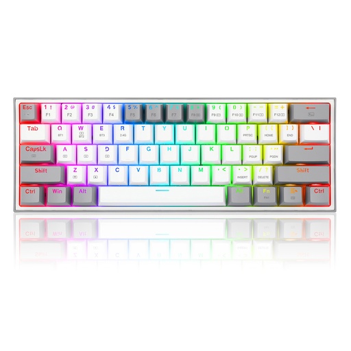 [0109071901] TECLADO GAMER REDRAGON FIZZ PRO K616 CON LUCES RGB SWITCH ROJO EN ESPAÑOL (BLANCO-GRIS)