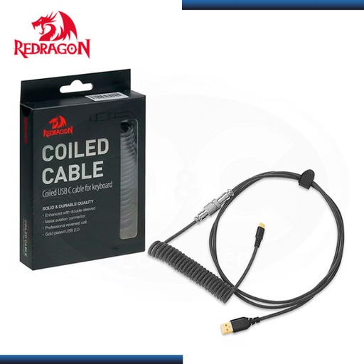 [0109072601] CABLE EN ESPIRAL REDRAGON A115 PARA TECLADO USB TIPO C - USB TIPO A (NEGRO)